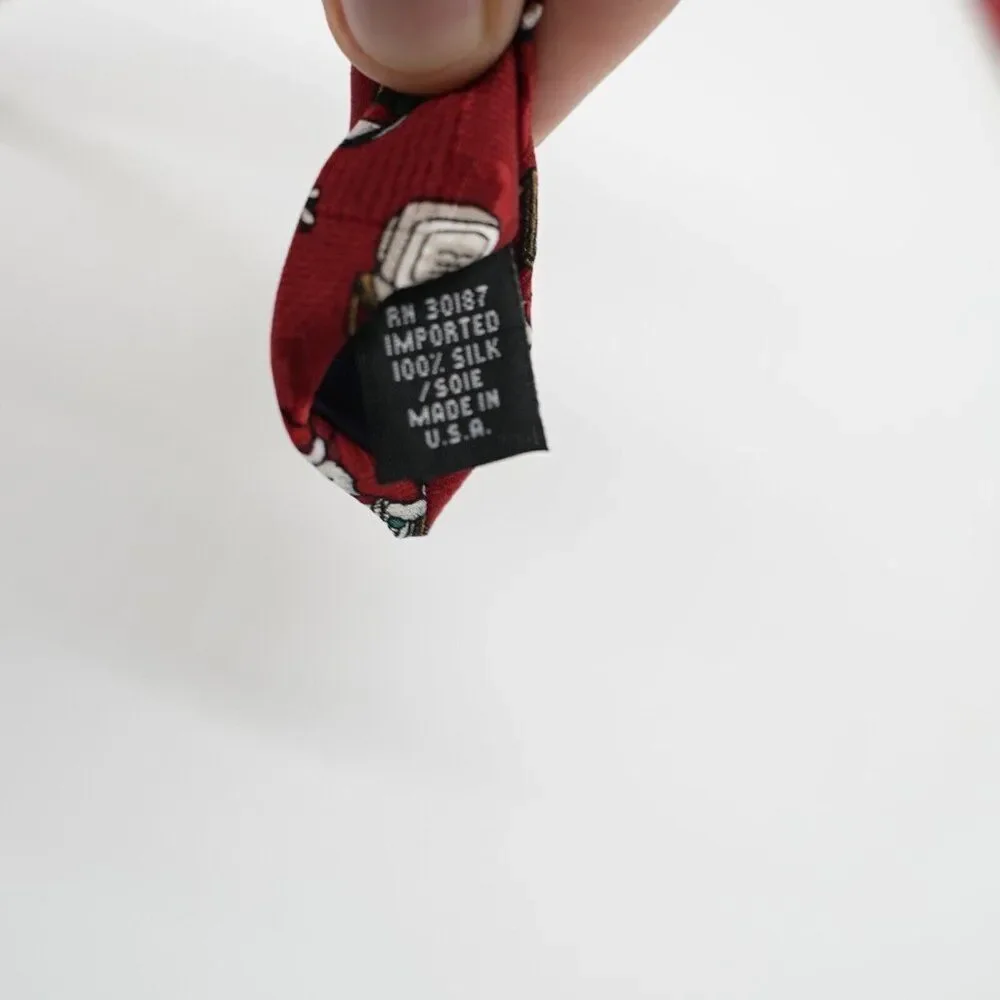 Today's Man Red‎ Christmas Santa Computer Woven Short Wide Silk Tie